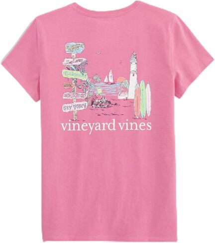 تي شيرت للفتيات من Vineyard Vines للفتيات من Toille Beach Signs Scenic بأكمام قصيرة وجيب in Saudi Arabia