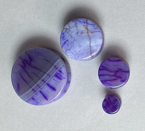 PAIR of Unique Purple Dragons Vein Agate Organic Stone Double Flare Plugs - Gauges - Body Jewelry in Saudi Arabia