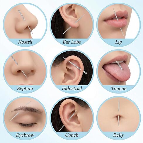 أداة إمساك الكرة المدببة لتغيير المجوهرات - 14G 16G 18G 20G أداة توزيع حلق مسطحة من الفولاذ المقاوم للصدأ مع خيوط داخلية، مجموعة إبرة إدخال ثقب الجسم الخارجية للأذن والأنف والسرة والحلمة والشفاه واللسان in Kuwait