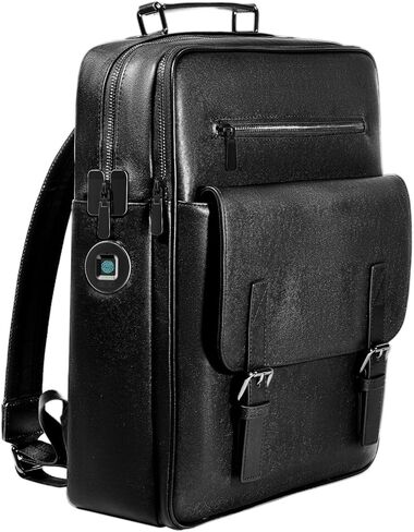 حقيبة ظهر جلدية بقفل بصمة الإصبع للرجال مع جهاز تتبع مضاد للفقدان - حقيبة من الجلد الطبيعي للسفر للعمل والتنقل اليومي، حقيبة كمبيوتر محمول مع غطاء مغناطيسي وجيوب متعددة، هدية للرجال in Kuwait