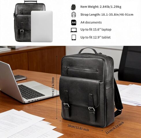 حقيبة ظهر جلدية بقفل بصمة الإصبع للرجال مع جهاز تتبع مضاد للفقدان - حقيبة من الجلد الطبيعي للسفر للعمل والتنقل اليومي، حقيبة كمبيوتر محمول مع غطاء مغناطيسي وجيوب متعددة، هدية للرجال in Kuwait