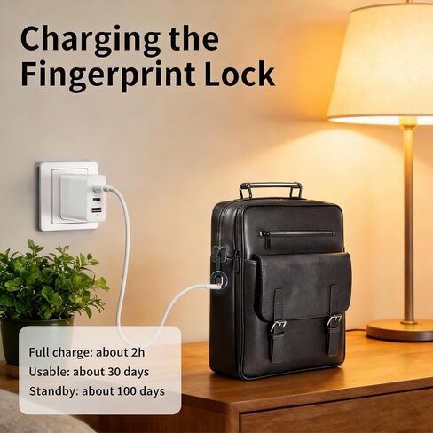 حقيبة ظهر جلدية بقفل بصمة الإصبع للرجال مع جهاز تتبع مضاد للفقدان - حقيبة من الجلد الطبيعي للسفر للعمل والتنقل اليومي، حقيبة كمبيوتر محمول مع غطاء مغناطيسي وجيوب متعددة، هدية للرجال in Kuwait