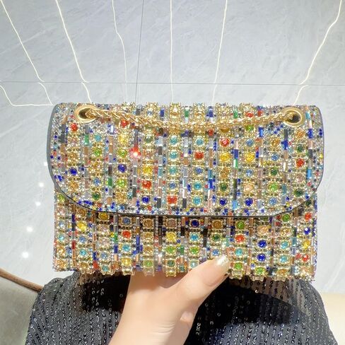 هدايا عيد الأم محفظة مسائية من حجر الراين - حقائب كتف وحقائب كروس وحقائب يد وحقائب يد وحقائب مسائية من حجر الراين للنساء مع سلسلة، وحقائب للحفلات، مثالية لحفلات الزفاف والحفلات والحفلات الراقصة in Kuwait