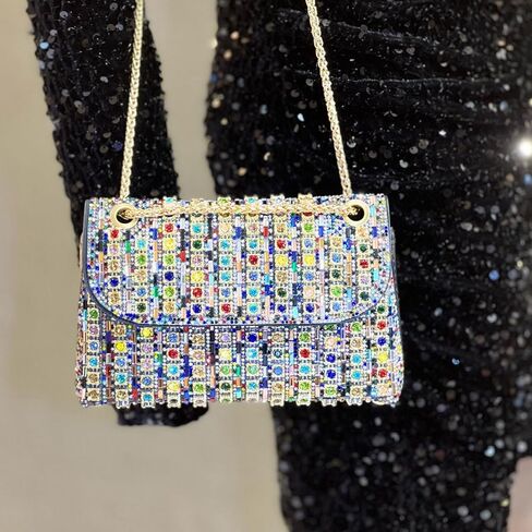 هدايا عيد الأم محفظة مسائية من حجر الراين - حقائب كتف وحقائب كروس وحقائب يد وحقائب يد وحقائب مسائية من حجر الراين للنساء مع سلسلة، وحقائب للحفلات، مثالية لحفلات الزفاف والحفلات والحفلات الراقصة in Kuwait