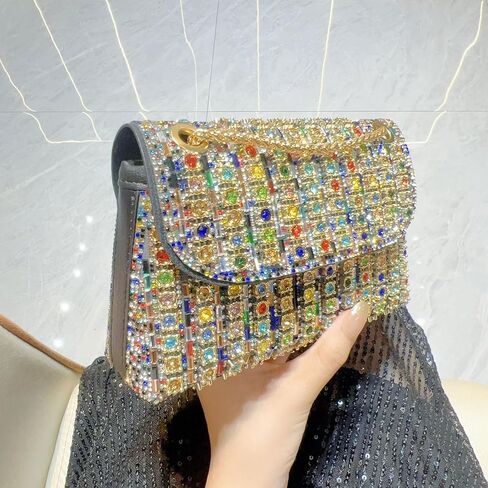 هدايا عيد الأم محفظة مسائية من حجر الراين - حقائب كتف وحقائب كروس وحقائب يد وحقائب يد وحقائب مسائية من حجر الراين للنساء مع سلسلة، وحقائب للحفلات، مثالية لحفلات الزفاف والحفلات والحفلات الراقصة in Kuwait