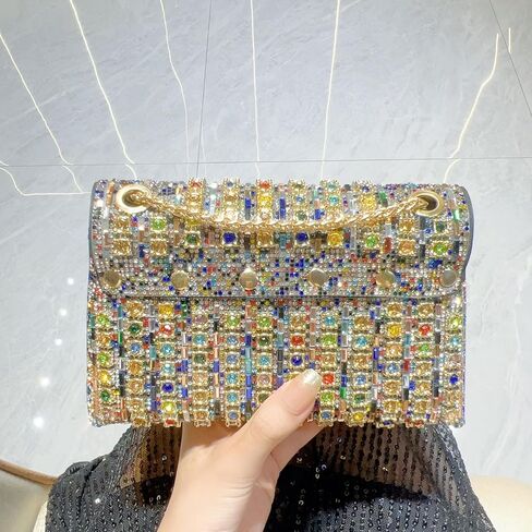 هدايا عيد الأم محفظة مسائية من حجر الراين - حقائب كتف وحقائب كروس وحقائب يد وحقائب يد وحقائب مسائية من حجر الراين للنساء مع سلسلة، وحقائب للحفلات، مثالية لحفلات الزفاف والحفلات والحفلات الراقصة in Kuwait