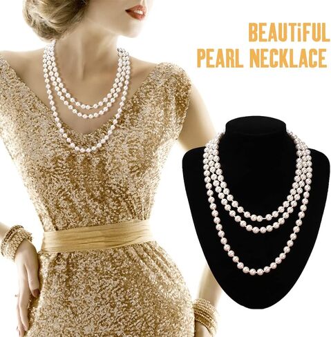 مجموعة إكسسوارات فلابر من عشرينيات القرن العشرين، تتضمن إكسسوارات فلابر عصابة رأس وقلادة من اللؤلؤ وقفازات قابلة للطي للنساء وحفلات جاتسبي شامبانيا in Kuwait