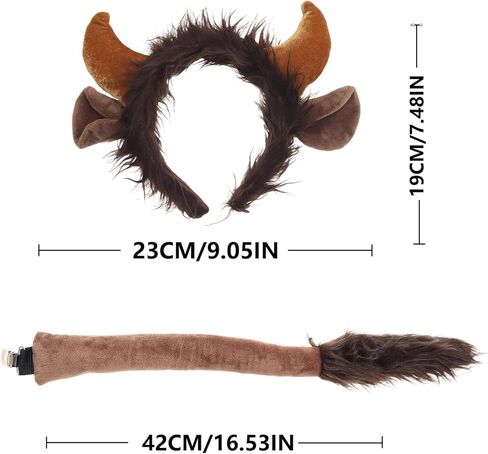 Bull Costume Accessories Men Women Headband Ears Costume Tail for Cosplay Halloween Christmas in Kuwait