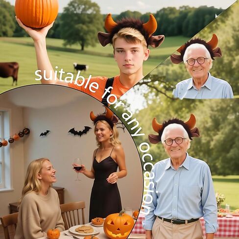Bull Costume Accessories Men Women Headband Ears Costume Tail for Cosplay Halloween Christmas in Kuwait