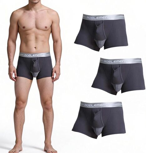 3 Pack Soft Men's Boxer Briefs, Convex-side Separated Boxer Briefs, Suitable For Everyday Wear（Gray XL） in Saudi Arabia