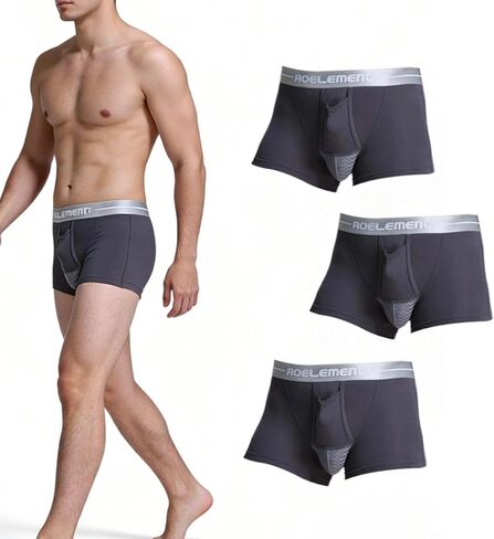 3 Pack Soft Men's Boxer Briefs, Convex-side Separated Boxer Briefs, Suitable For Everyday Wear（Gray XL） in Saudi Arabia