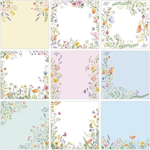 9 Pcs Wildflower Notepads 3" x 3" Self-Adhesive Wildflower Note Pads Memo for Journal Home School Office Gifts - 450 Sheets Reusable Flower Sticky Notes in Saudi Arabia