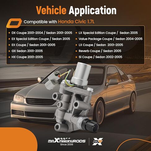 مجموعة صمامات الملف اللولبي VTEC من maxpeedingrods لسيارة Civic DX كوبيه 1.7L 2001-2004، لسيارة Civic DX Sedan 1.7L 2001-2005 بديلة 15810-PLR-A01 in Saudi Arabia