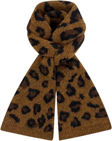Vintage Leopard Print Scarf Winter Warm Knit Cheetah Scarves for Daily Outfit in Kuwait