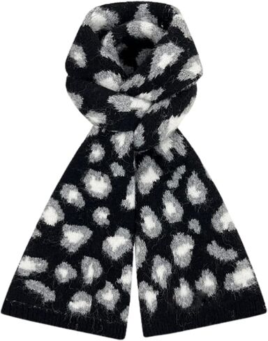 Vintage Leopard Print Scarf Winter Warm Knit Cheetah Scarves for Daily Outfit in Saudi Arabia