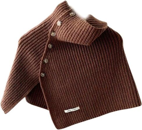 Women's Knitted Turtleneck Scarf with Buttons Winter Warm Detachable Neck Warmer Sweater Collar Shawl Cloak Wrap 2025 in Saudi Arabia