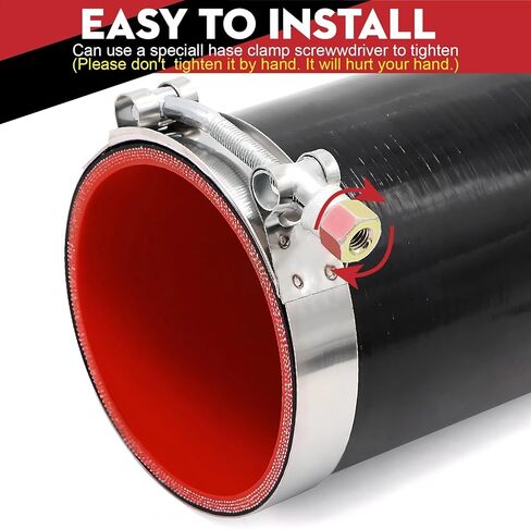 وصلة مستقيمة 4 بوصة (102 مم) خرطوم سيليكون 4 طبقات تقوية 5 مم سمك 12 بوصة طول، 4 × 12 أنبوب تبريد داخلي مدخل هواء أنبوب توربو مع 4 قطع مشابك من الفولاذ المقاوم للصدأ على شكل حرف T in Kuwait