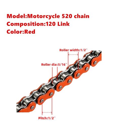 سلسلة دراجات نارية DREAM MOTION 520 120 وصلة ثقيلة عالية القوة وكبيرة الإزاحة سلسلة دوارة أجزاء رياضية لسوزوكي كاواساكي دوكاتي CR250 CSR 450cc ATV رباعية ملحقات الدراجة الترابية، أحمر in Kuwait