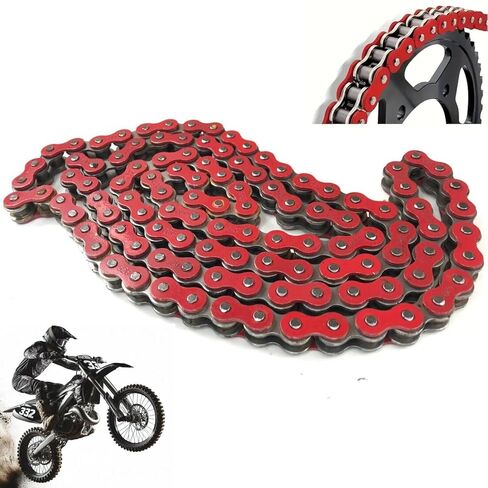 سلسلة دراجات نارية DREAM MOTION 520 120 وصلة ثقيلة عالية القوة وكبيرة الإزاحة سلسلة دوارة أجزاء رياضية لسوزوكي كاواساكي دوكاتي CR250 CSR 450cc ATV رباعية ملحقات الدراجة الترابية، أحمر in Kuwait