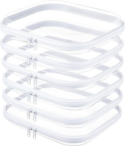 3-Pack Medium Clear Hard Shell Zipper Pouches, Clear Zipper Bags, Hard Case Pouches for Purse & Diaper Bag Organizer,and Travel Essentials (3M in Kuwait