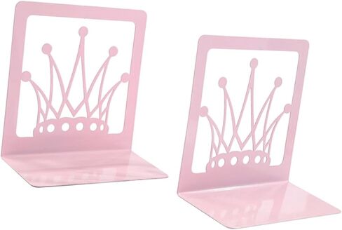 Crown Bookends for Shelves - Elegant Metal Book Holder, Princess Design for Home Library, Office, School - 5.91in x 6.02in in Saudi Arabia