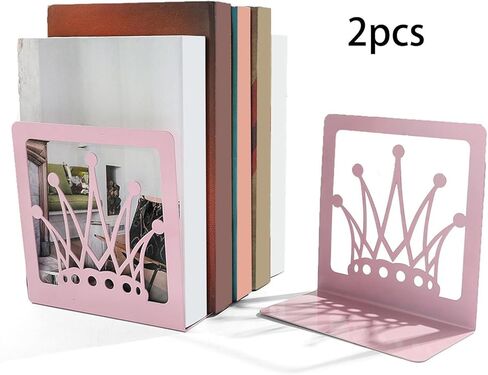Crown Bookends for Shelves - Elegant Metal Book Holder, Princess Design for Home Library, Office, School - 5.91in x 6.02in in Saudi Arabia
