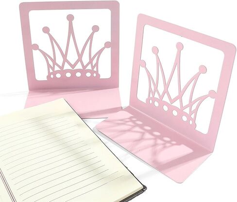 Crown Bookends for Shelves - Elegant Metal Book Holder, Princess Design for Home Library, Office, School - 5.91in x 6.02in in Saudi Arabia