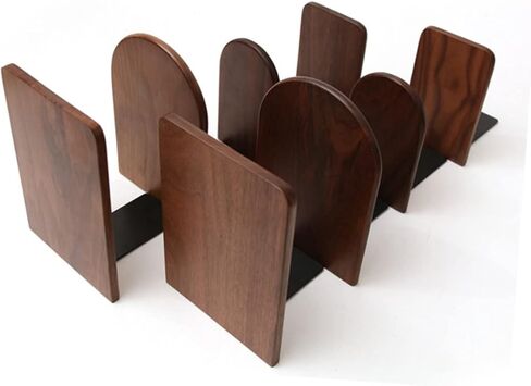 Black Walnut Bookends - Heavy Duty Round Head Book Supports for Office & School - Elegant Decor for Home & Classroom - 5.11x4.32x3.14 in in Saudi Arabia