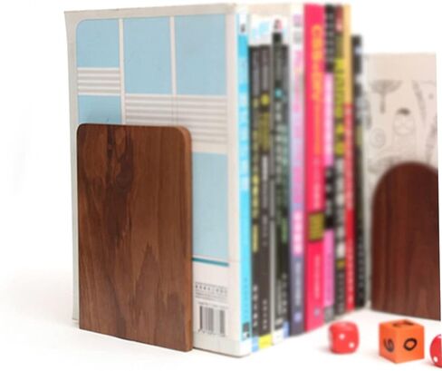 Black Walnut Bookends - Heavy Duty Round Head Book Supports for Office & School - Elegant Decor for Home & Classroom - 5.11x4.32x3.14 in in Saudi Arabia