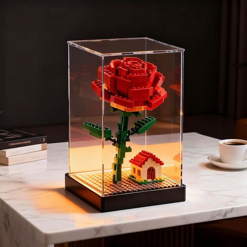 حافظة عرض أكريليك مضيئة مع مصابيح LED RGBW، تعمل بمنفذ USB مع لوحة مفاتيح وتحكم في التطبيق، صندوق عرض شفاف قابل للتجميع للأشكال والدمى والمقتنيات والألعاب، مقاس 10 × 10 × 14 بوصة in Kuwait