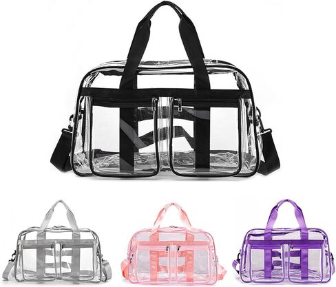 Clear Gym Bag for Women/Men, Large Clear Duffle Bag for Stadium Events, Swim Weekender Overnight Travel Bag (black) in Saudi Arabia