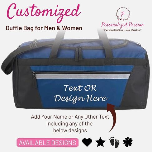 Personalized Passion Duffel Bag for Men & Women - Premium Quality Water-Resistant Travel Duffle - Custom Name Overnight Weekender Bag for Storage - Navy in Saudi Arabia
