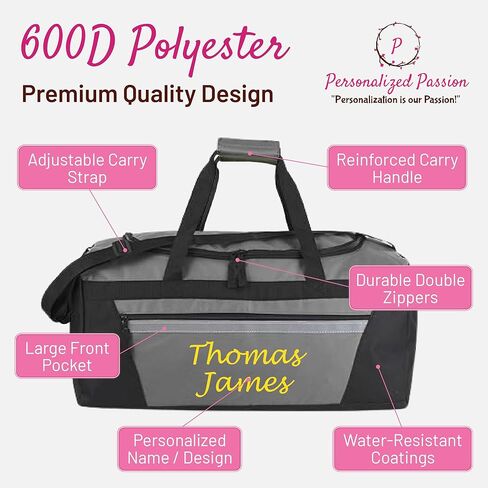 Personalized Passion Duffel Bag for Men & Women - Premium Quality Water-Resistant Travel Duffle - Custom Name Overnight Weekender Bag for Storage - Navy in Saudi Arabia