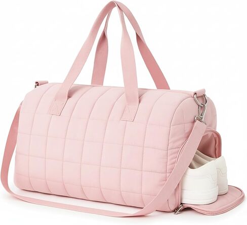 Pink Dance Bag Gifts for Young Girls Quilted Duffel Weekender Dance Gym Travel Bag with Shoe Compartment Puffer Tote Quilted Hospital Labor Storage Tote for Women in Saudi Arabia