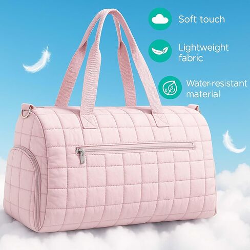 Pink Dance Bag Gifts for Young Girls Quilted Duffel Weekender Dance Gym Travel Bag with Shoe Compartment Puffer Tote Quilted Hospital Labor Storage Tote for Women in Saudi Arabia