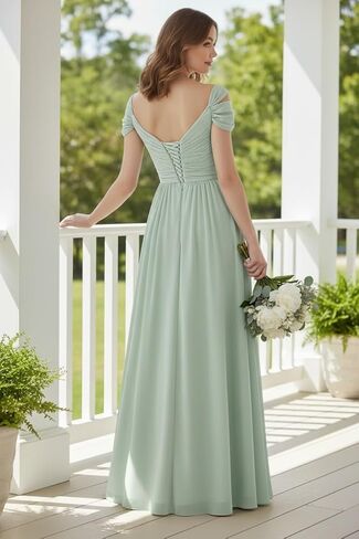 Off Shoulder Junior Bridesmaid Dresses Pleated Chiffon Flower Girl Dress for Wedding V-Neck Girls Formal Dresses in Saudi Arabia