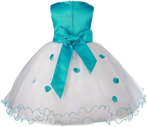Pink Promise Flower Petals Ruffled Tulle Wedding Party Girl Princess Dress in Saudi Arabia