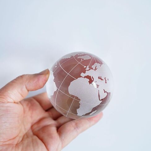 80mm Crystal Earth Globe Ball with Stand World Map Glass Sphere Desk Office Home Decor Gift Globe Paperweight Unique Gift for Kids in Kuwait