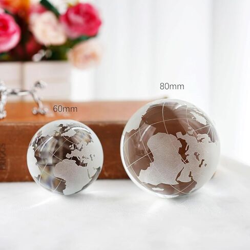 80mm Crystal Earth Globe Ball with Stand World Map Glass Sphere Desk Office Home Decor Gift Globe Paperweight Unique Gift for Kids in Kuwait