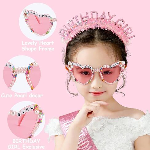 مجموعة نظارات شمسية من SuPoo لعيد الميلاد للفتيات ووشاح الرأس، إكسسوارات عيد ميلاد وردية للنساء والفتيات اللامعة تاج عيد ميلاد ووشاح هدية لتزيين الحفلات، نظارات ممتعة in Kuwait