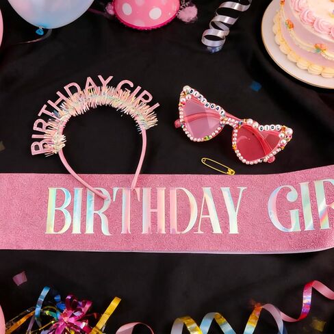 مجموعة نظارات شمسية من SuPoo لعيد الميلاد للفتيات ووشاح الرأس، إكسسوارات عيد ميلاد وردية للنساء والفتيات اللامعة تاج عيد ميلاد ووشاح هدية لتزيين الحفلات، نظارات ممتعة in Kuwait