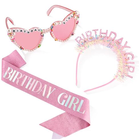 مجموعة نظارات شمسية من SuPoo لعيد الميلاد للفتيات ووشاح الرأس، إكسسوارات عيد ميلاد وردية للنساء والفتيات اللامعة تاج عيد ميلاد ووشاح هدية لتزيين الحفلات، نظارات ممتعة in Kuwait