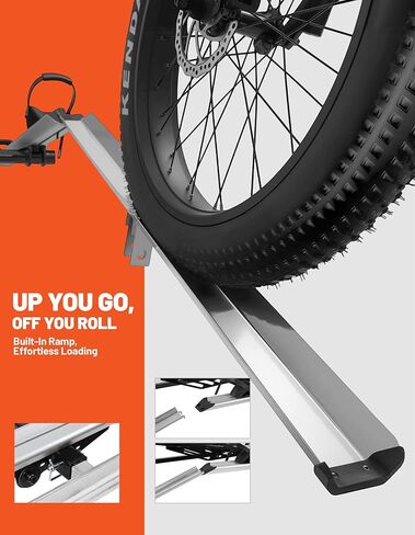 Bike Rack for Car - 2 Hitch Mount Ebike Rack with Ramp, Electric Bicycle Carrier Folding Platform E Bike Racks for Truck SUV RV Trailer, Mountain Bikes fit up to 5" Fat Tire, 200lbs Capacity in Saudi Arabia