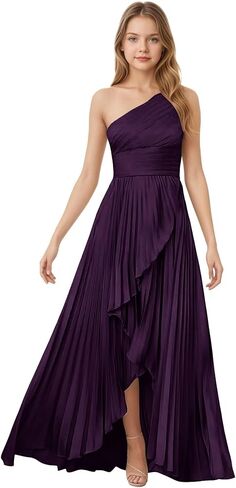 Satin Junior Bridesmaid Dresses One Shoulder Flower Girl Dresses Long Ruffle Girls Formal Dress with Slit in Kuwait