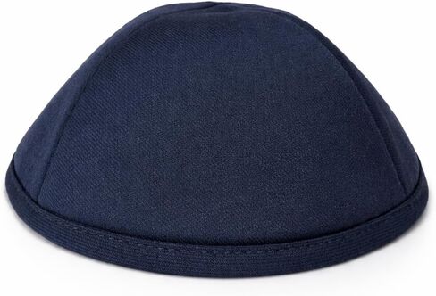 Kippah for Men, Kids, Navy Blue Standard, Flat, Tall, Classic Colored Kippot Matte with Trim, Elegant Everyday Yarmulke Set in Saudi Arabia