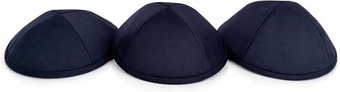 Kippah for Men, Kids, Navy Blue Standard, Flat, Tall, Classic Colored Kippot Matte with Trim, Elegant Everyday Yarmulke Set in Saudi Arabia