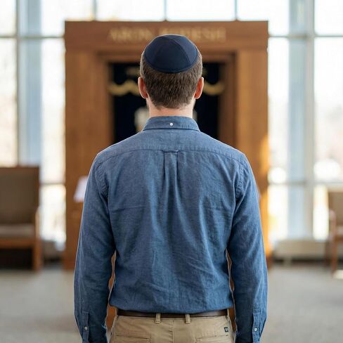 Kippah for Men, Kids, Navy Blue Standard, Flat, Tall, Classic Colored Kippot Matte with Trim, Elegant Everyday Yarmulke Set in Saudi Arabia