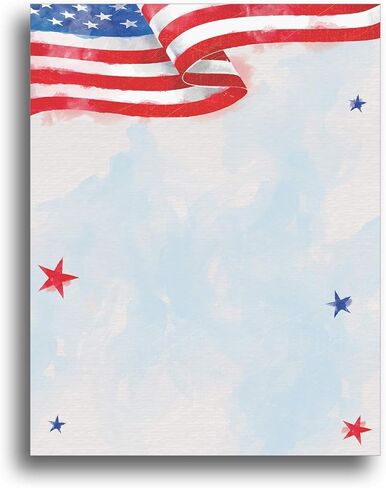 Painted American Flag Stationery Paper - 80 Sheets - Perfect for 4th of July, Veteran's Day, Memorial Day, and other Patriotic Holiday Parties! in Saudi Arabia