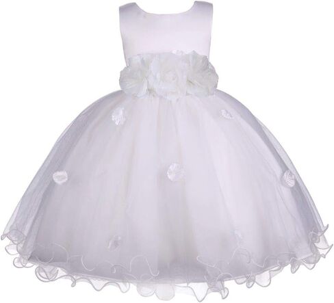 Pink Promise Flower Petals Ruffled Tulle Wedding Party Girl Princess Dress in Saudi Arabia