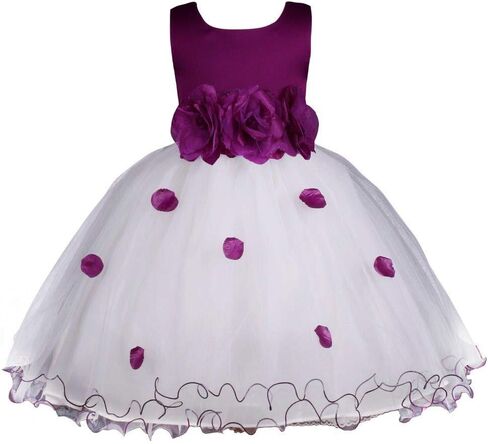 Pink Promise Flower Petals Ruffled Tulle Wedding Party Girl Princess Dress in Saudi Arabia